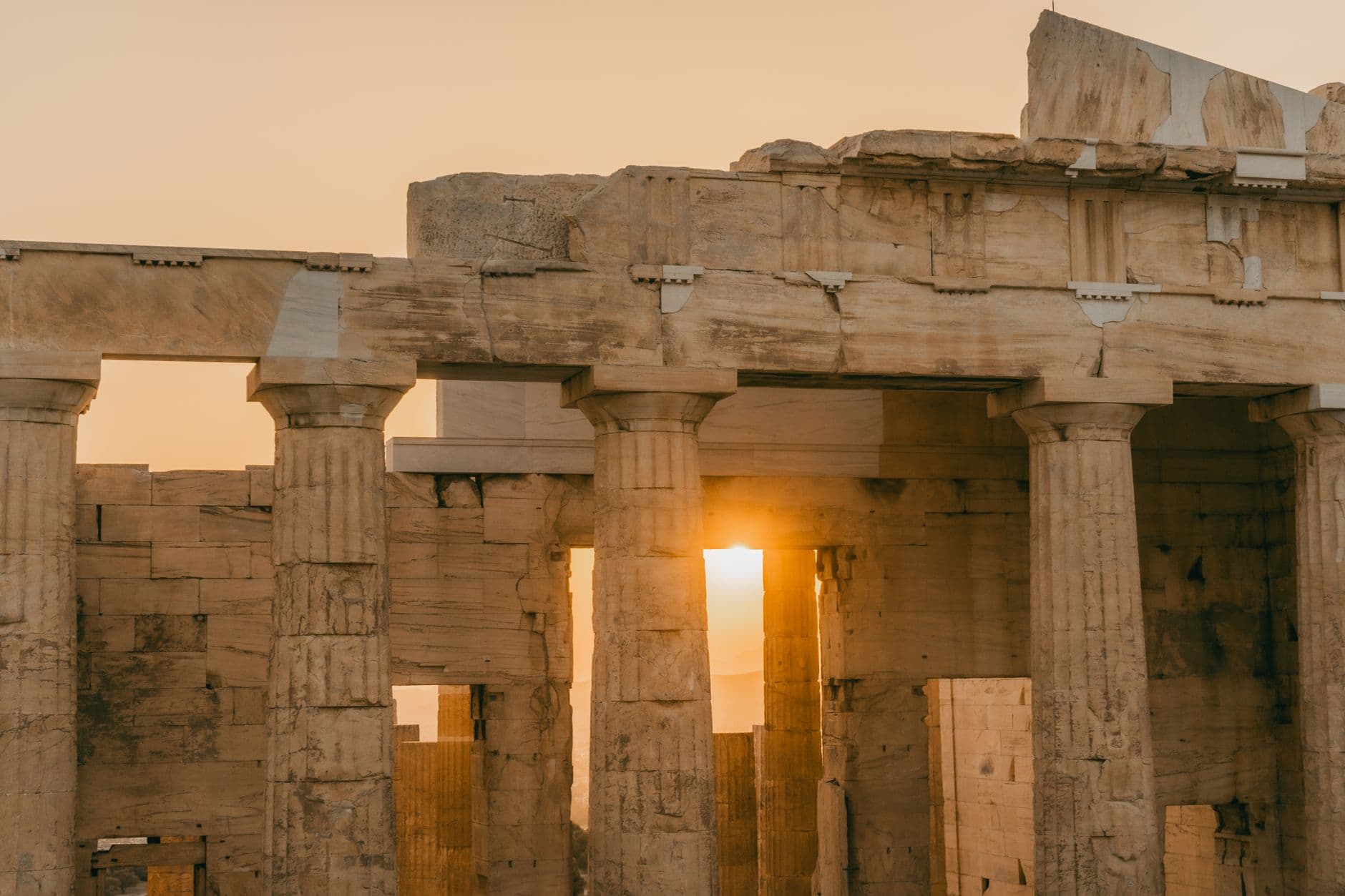 Captivating view of the Parthenon at sunset, showcasing ancient Greek architecture in Athens.