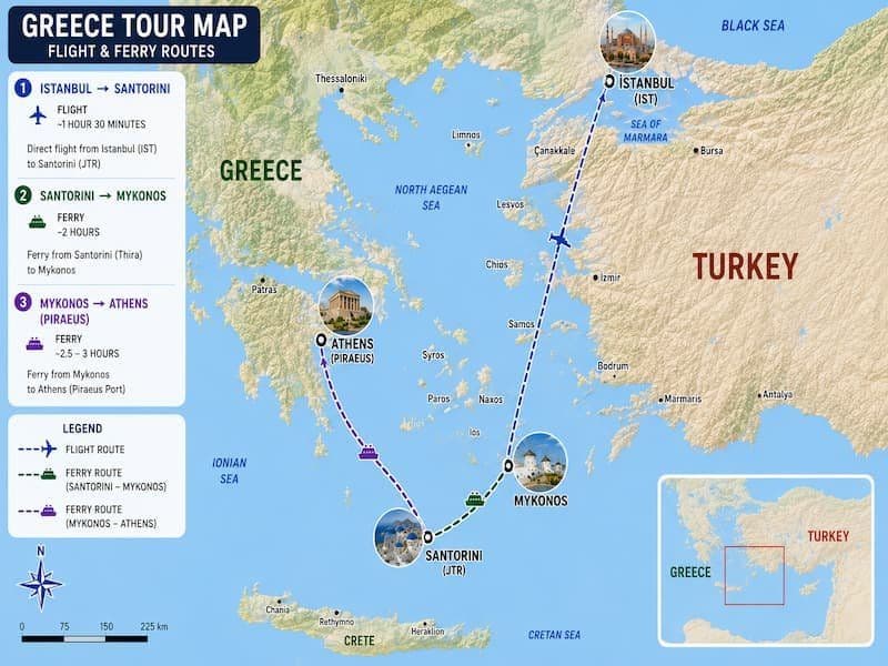 10-Day Turkey & Greece Tour: Istanbul, Athens and Cyclades Roadmap