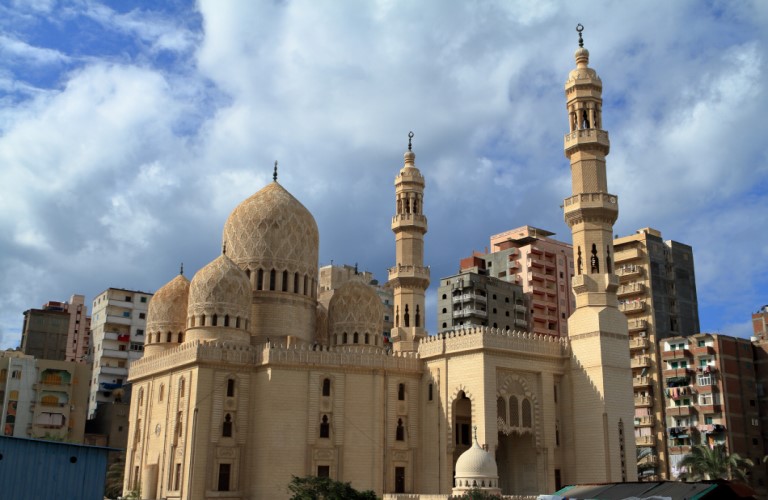 Famous mosque of Abu al-Abbas al-Mursi located in Alexandria, one of Egypt’s most important Islamic landmarks.