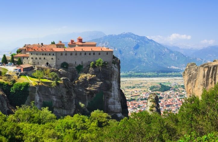 Famous Meteora monasteries perched on high rock pillars in Greece, known for their unique landscape and historical significance.
