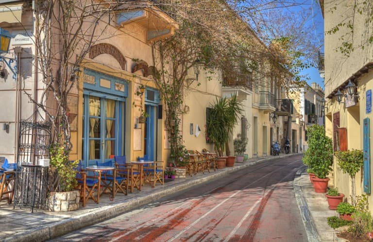 Colorful streets of Athens filled with history, culture, charming architecture, and vibrant local atmosphere in Greece.