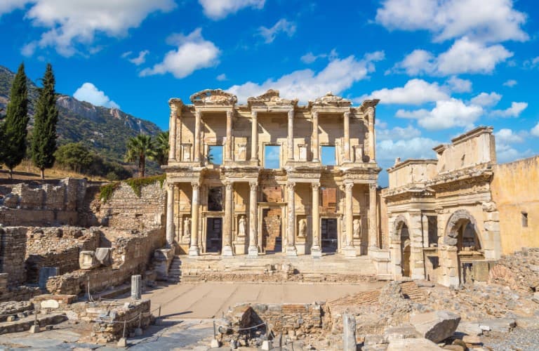 The Library of Celsus in Ephesus is one of Turkey's most iconic Roman landmarks and a UNESCO World Heritage Site.