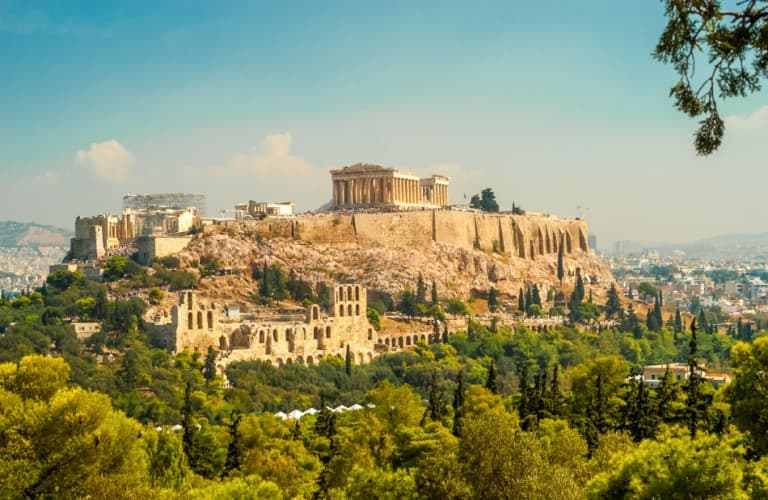 The Acropolis in Athens with the Parthenon overlooking the historic city center